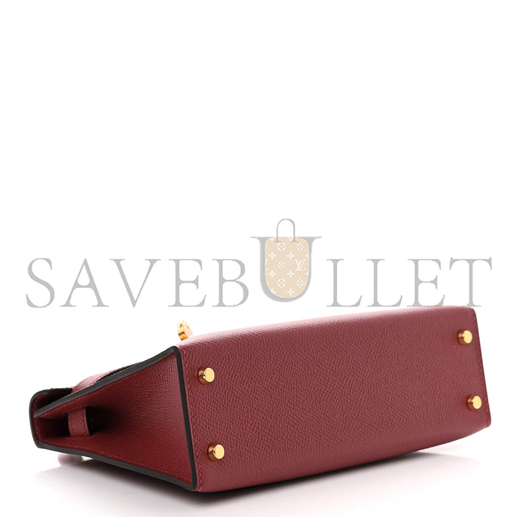 HERMÈS MASTER EPSOM MINI KELLY II GARNET RED (19*12*5.5cm)